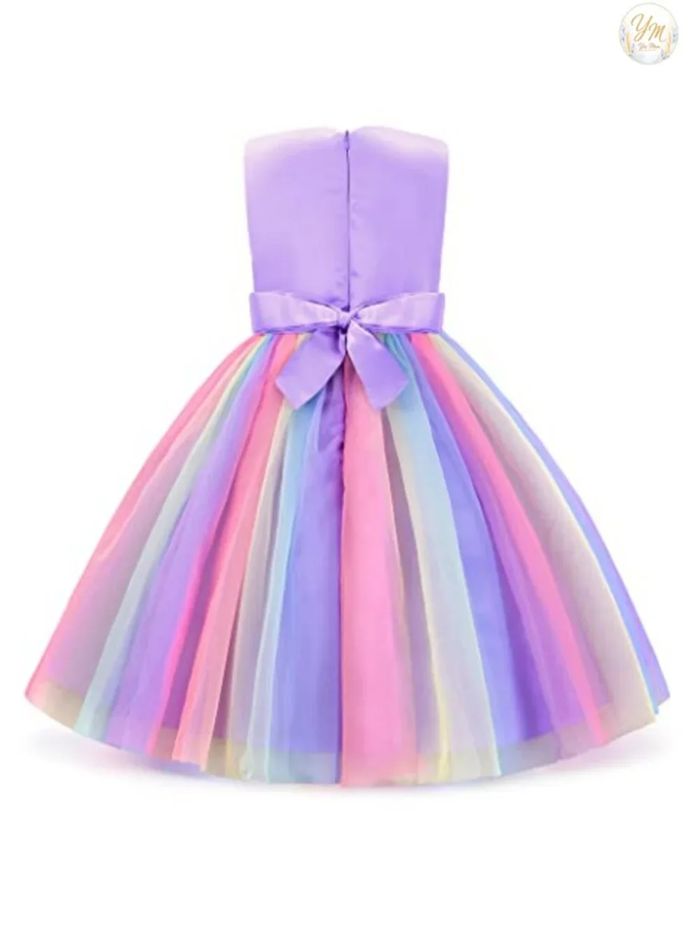 Little Girl's Sequin Sleeveless Mesh Rainbow Dress Wedding Party